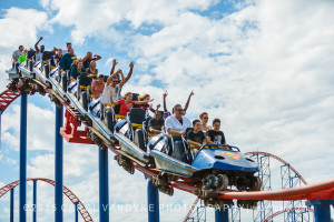 Riding Roller Coaster Amusement Park