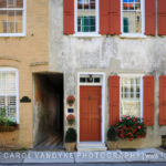 Charleston red door and window shutters South Carolina