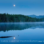 moonlight, Price Lake, fog, blue hour, NC